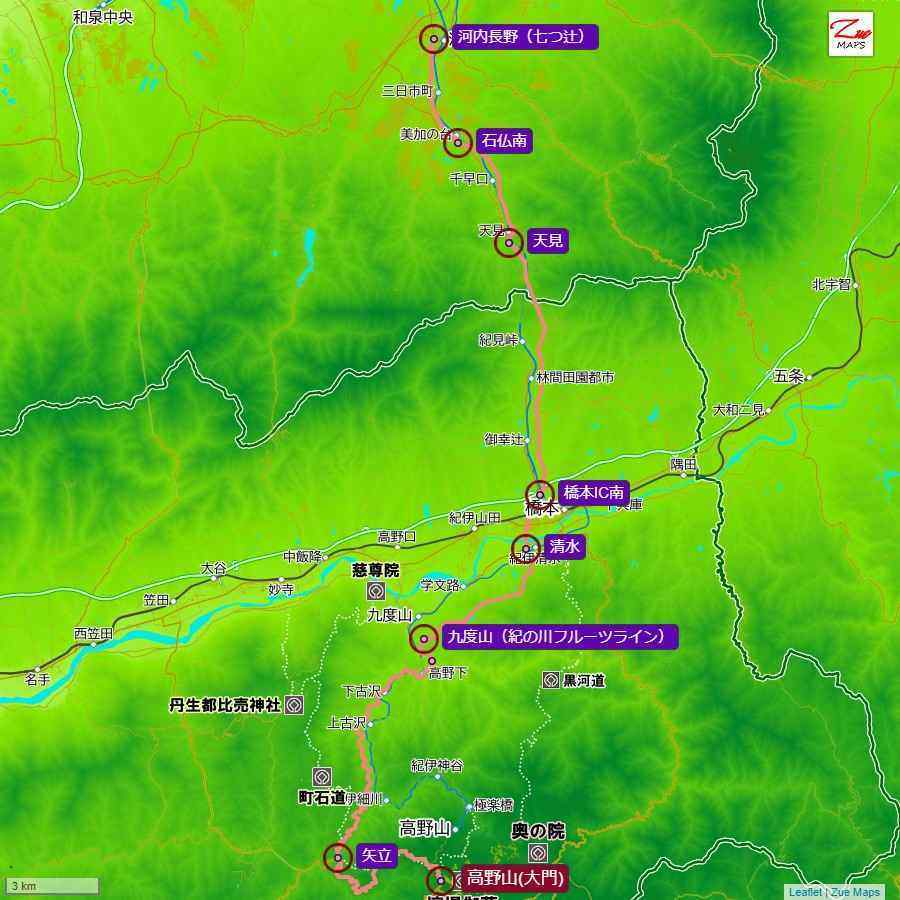 地図 大阪から高野山への車での行き方 4ルートを比較 解説
