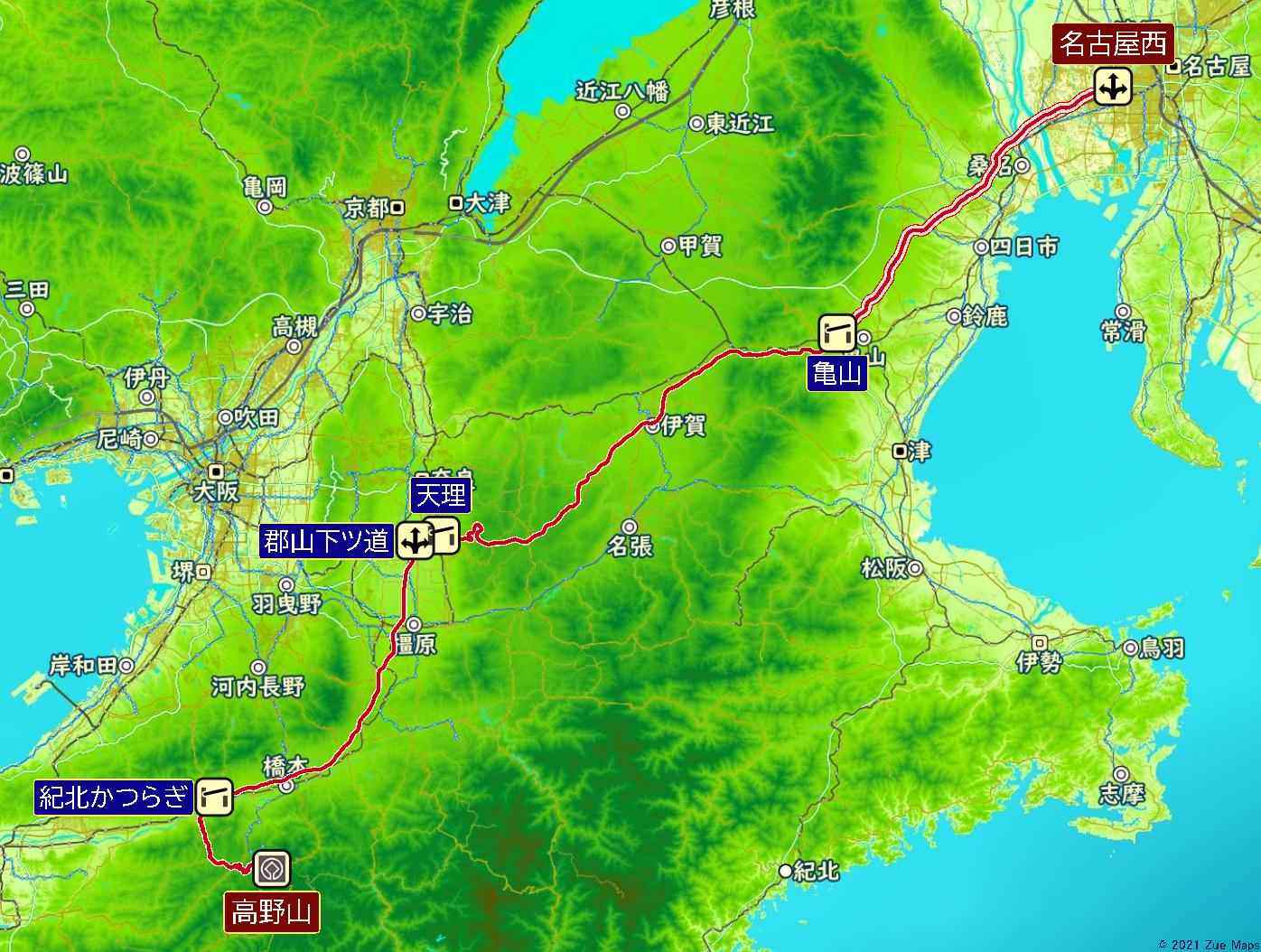 地図 名古屋から高野山への車での行き方